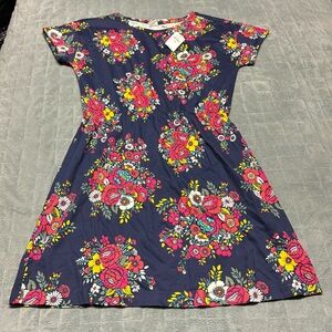 NWT Gap Girl's Dress, Navy, Pink, Floral, Short-Sleeve, Boho, Size XXL